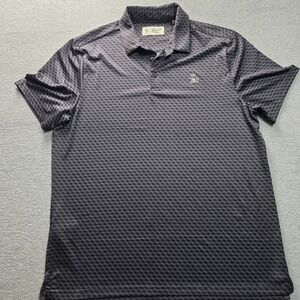 Original Penguin Men's Large Grey Geometric 3D Cube Print Polo Shirt Golf Fit